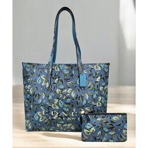 Coach 55181 Highline Tote In Sleeping Rose Print & NWOT 67121 Wristlet